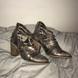 Freepeople Shimmery Light Gold Strapy Bootie